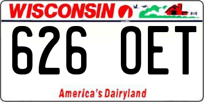 WI license plate 626OET