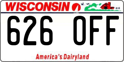 WI license plate 626OFF