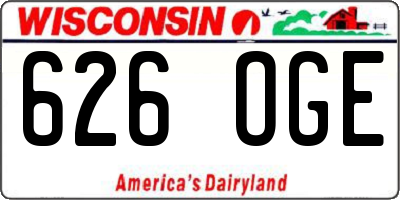 WI license plate 626OGE