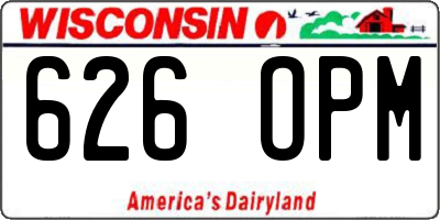 WI license plate 626OPM
