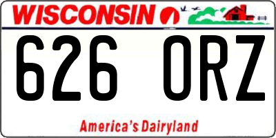 WI license plate 626ORZ