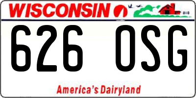 WI license plate 626OSG