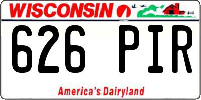 WI license plate 626PIR