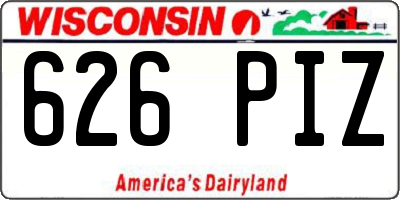 WI license plate 626PIZ