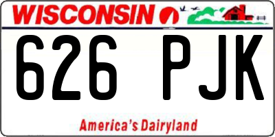 WI license plate 626PJK