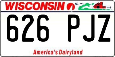WI license plate 626PJZ