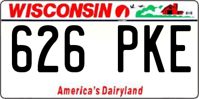 WI license plate 626PKE