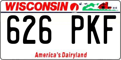 WI license plate 626PKF