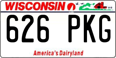 WI license plate 626PKG
