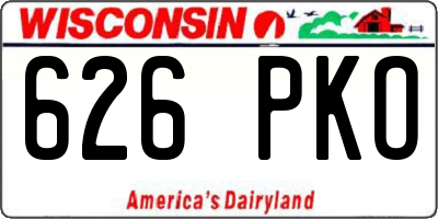 WI license plate 626PKO