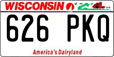 WI license plate 626PKQ