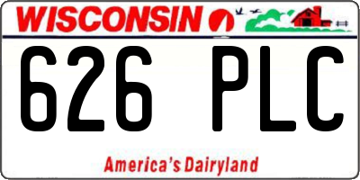 WI license plate 626PLC