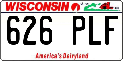 WI license plate 626PLF