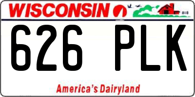 WI license plate 626PLK