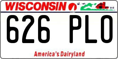 WI license plate 626PLO