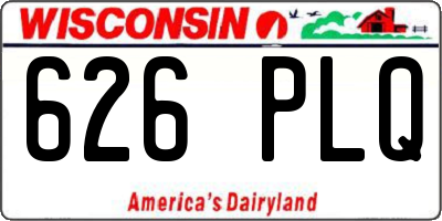WI license plate 626PLQ