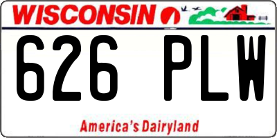 WI license plate 626PLW