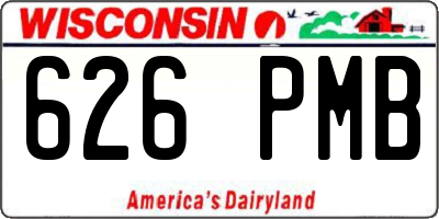 WI license plate 626PMB