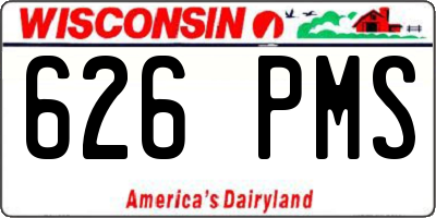 WI license plate 626PMS