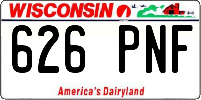 WI license plate 626PNF