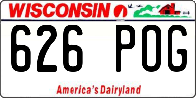 WI license plate 626POG