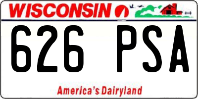WI license plate 626PSA