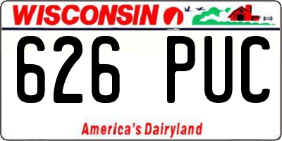 WI license plate 626PUC