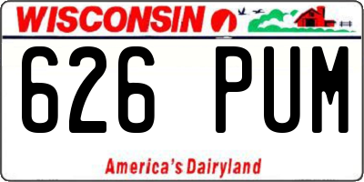 WI license plate 626PUM