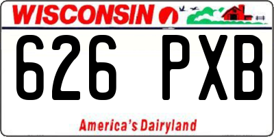 WI license plate 626PXB