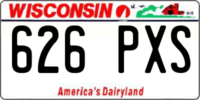 WI license plate 626PXS