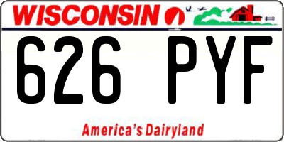 WI license plate 626PYF