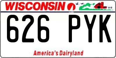 WI license plate 626PYK
