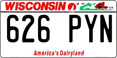 WI license plate 626PYN