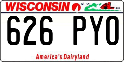 WI license plate 626PYO