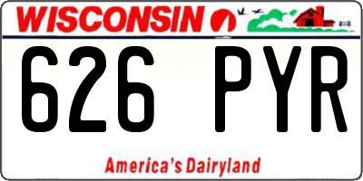 WI license plate 626PYR