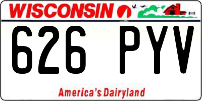 WI license plate 626PYV