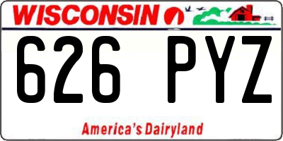 WI license plate 626PYZ