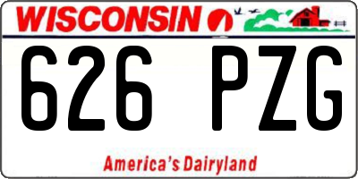 WI license plate 626PZG