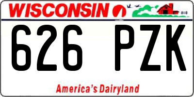 WI license plate 626PZK