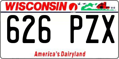 WI license plate 626PZX