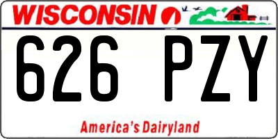 WI license plate 626PZY