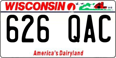 WI license plate 626QAC