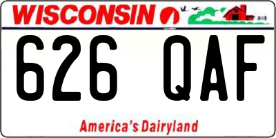 WI license plate 626QAF