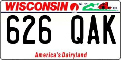 WI license plate 626QAK