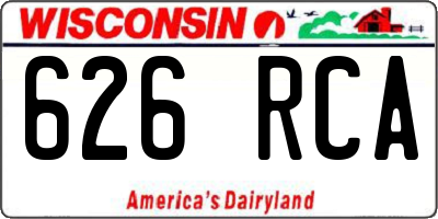 WI license plate 626RCA
