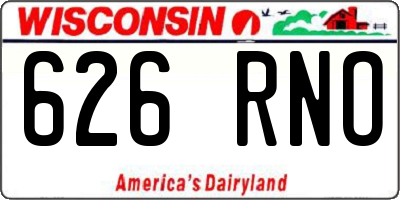 WI license plate 626RNO