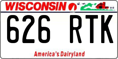 WI license plate 626RTK