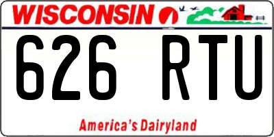 WI license plate 626RTU
