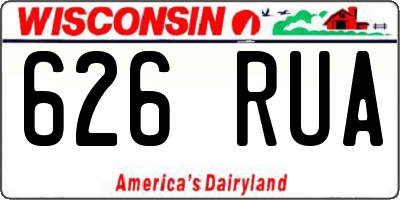 WI license plate 626RUA