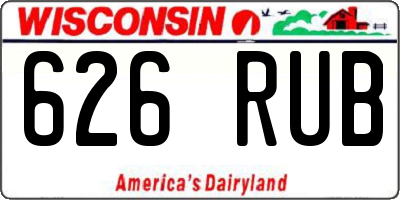 WI license plate 626RUB
